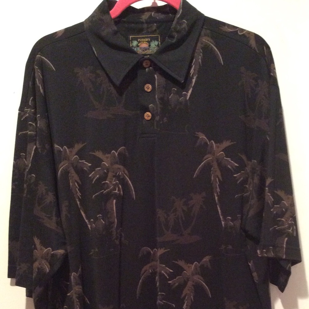 Pussers West Indies Vintage Silk Tropical Palms Print Polo